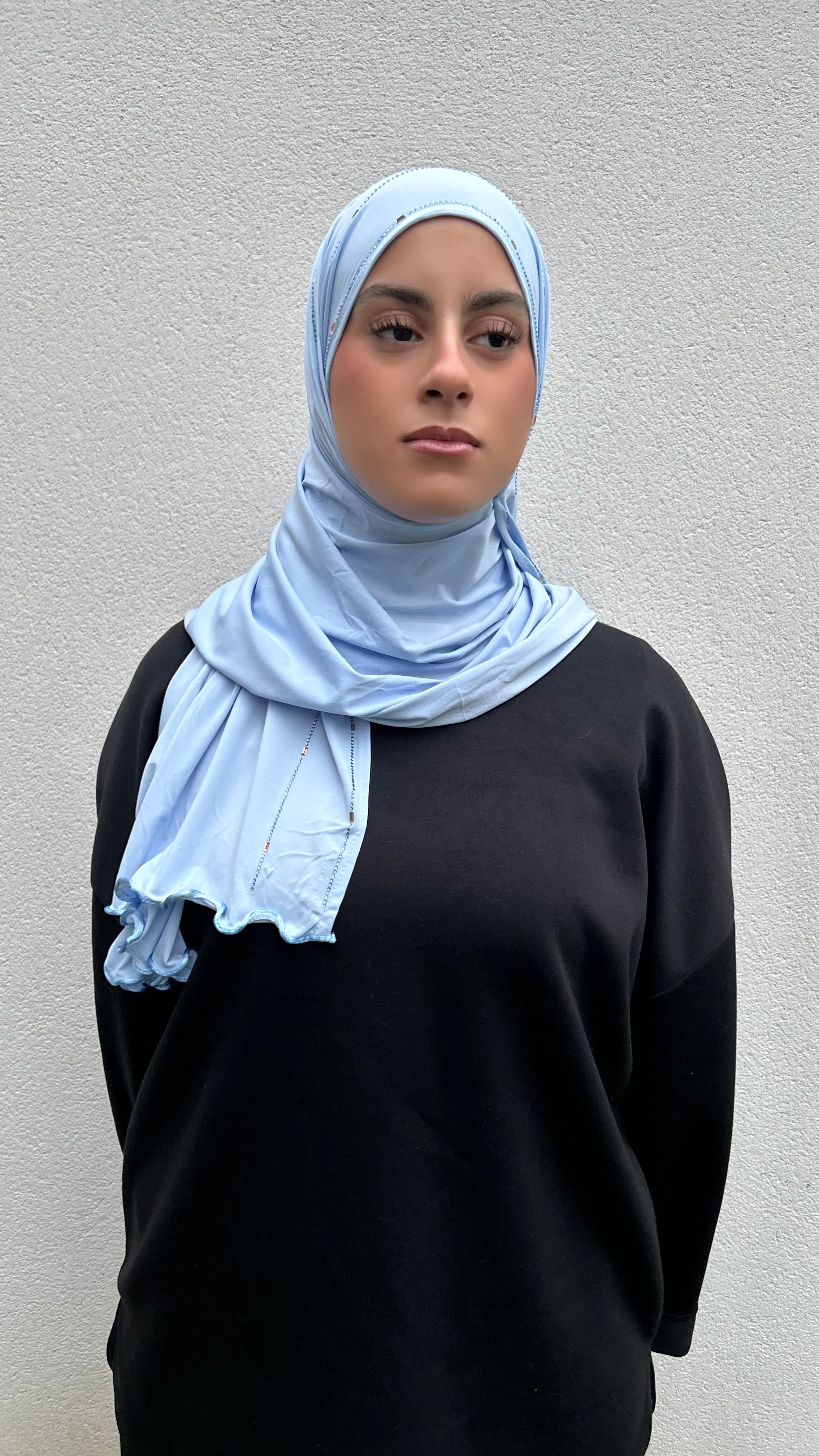 HIJAB JERSEY PREMIUM STRASS - BLEU