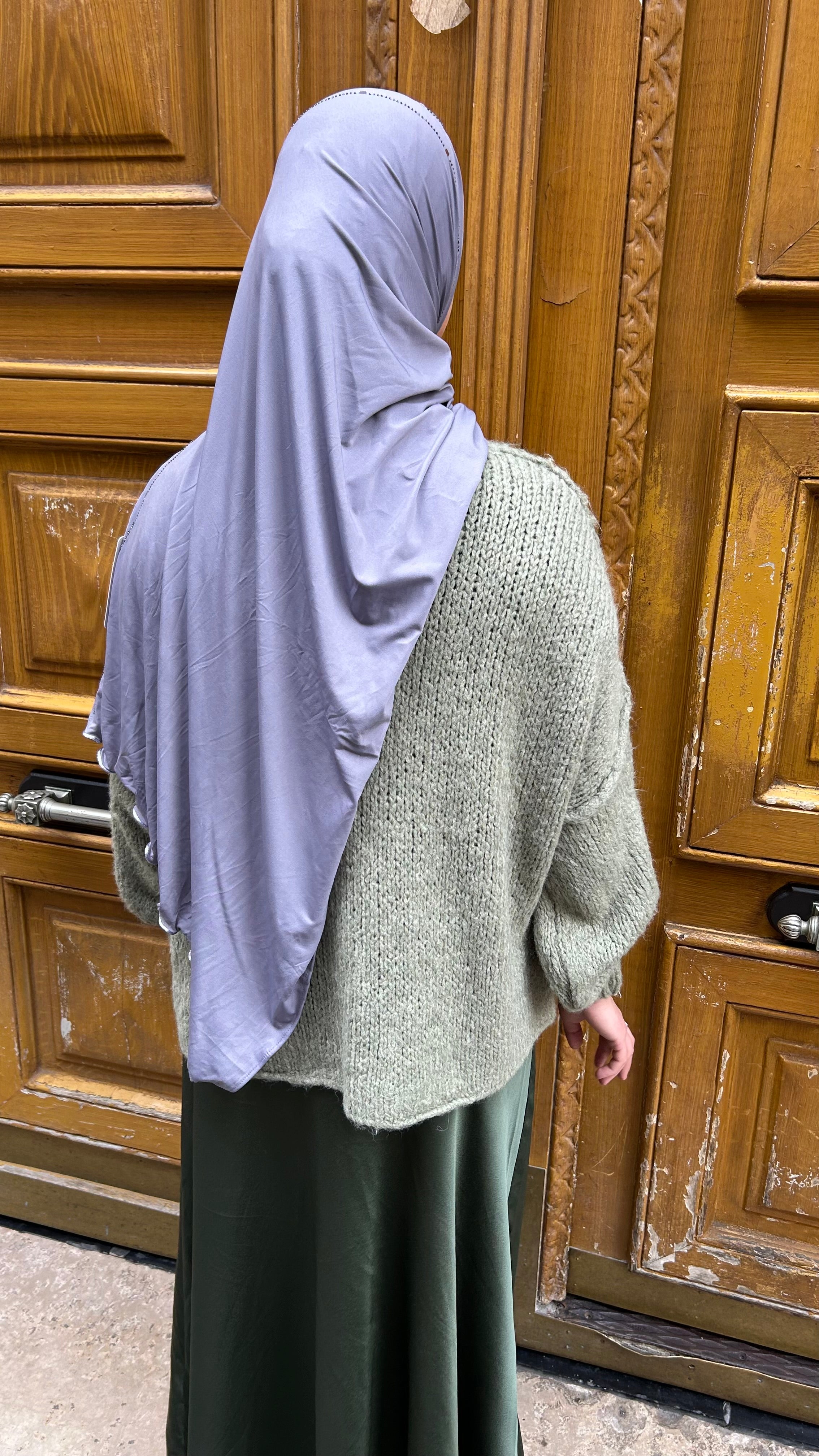 HIJAB JERSEY PREMIUM STRASS - GRIS