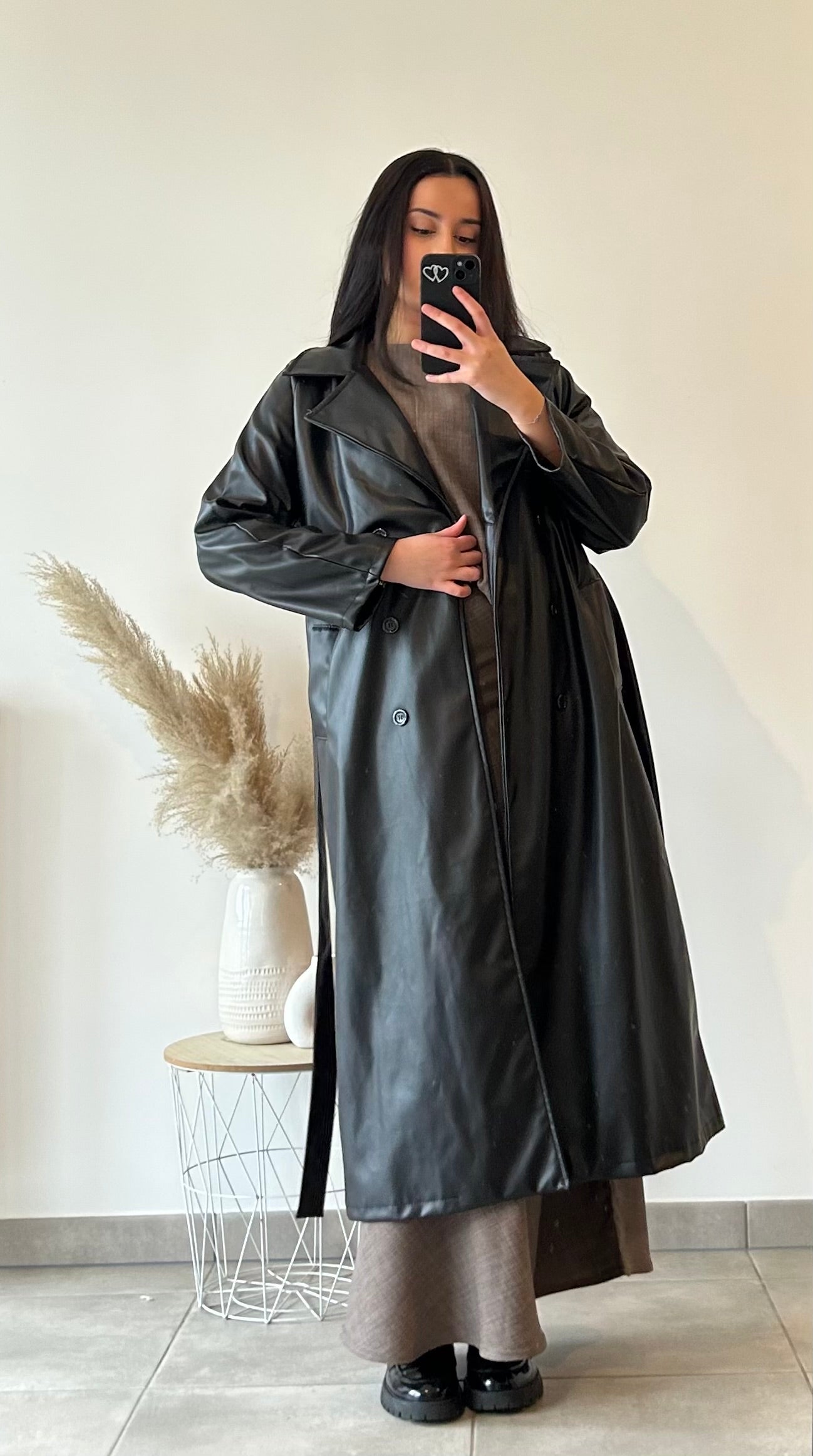 TRENCH CUIR - NOIR