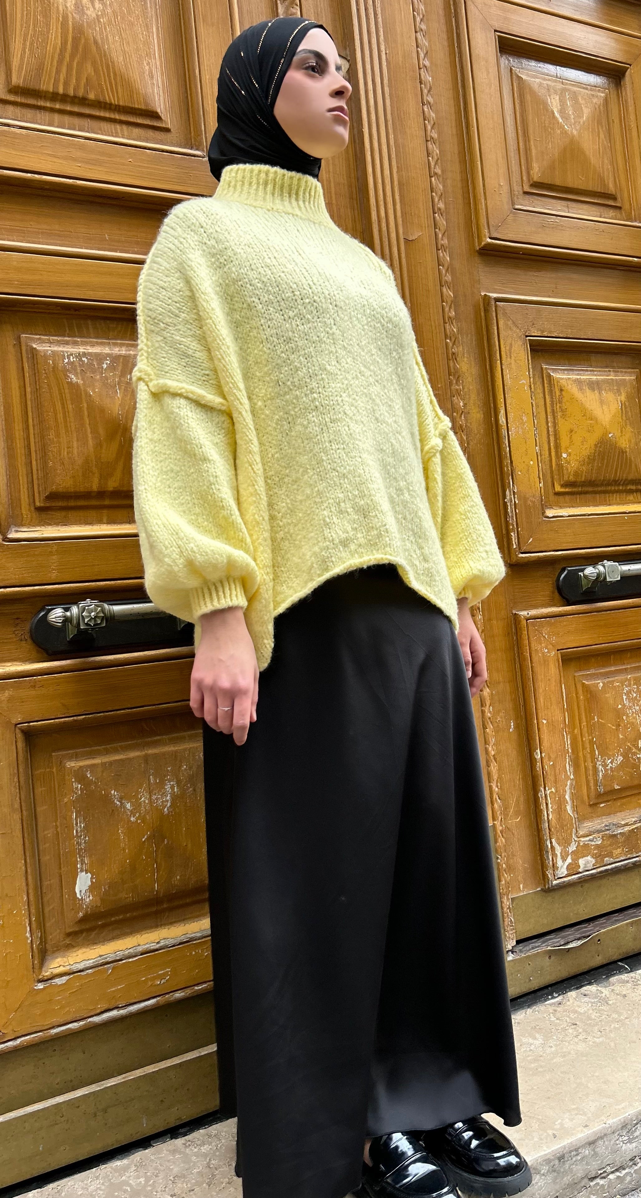 JUPE SATIN LONGUE - NOIR