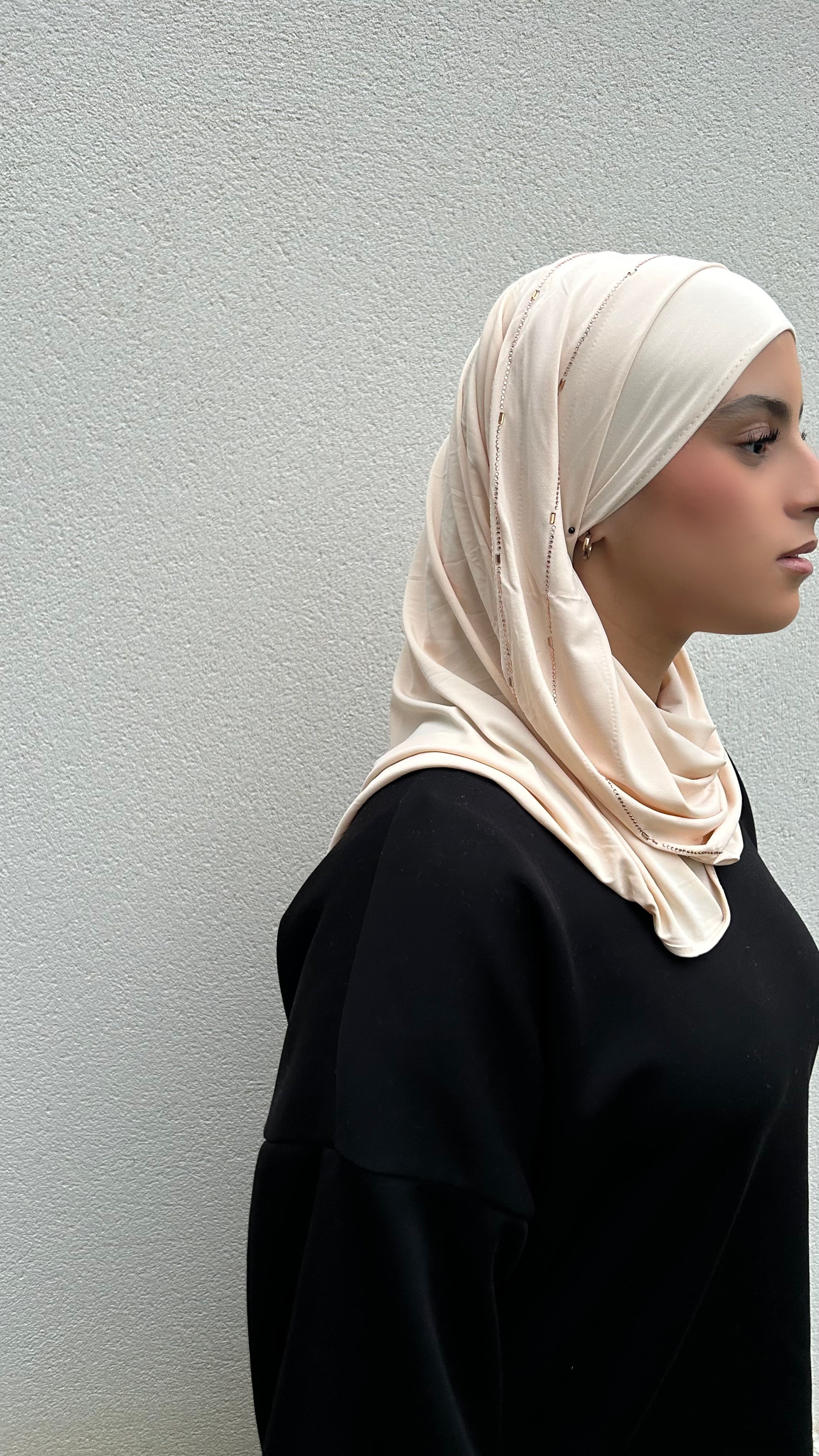 HIJAB JERSEY PREMIUM STRASS - NUDE