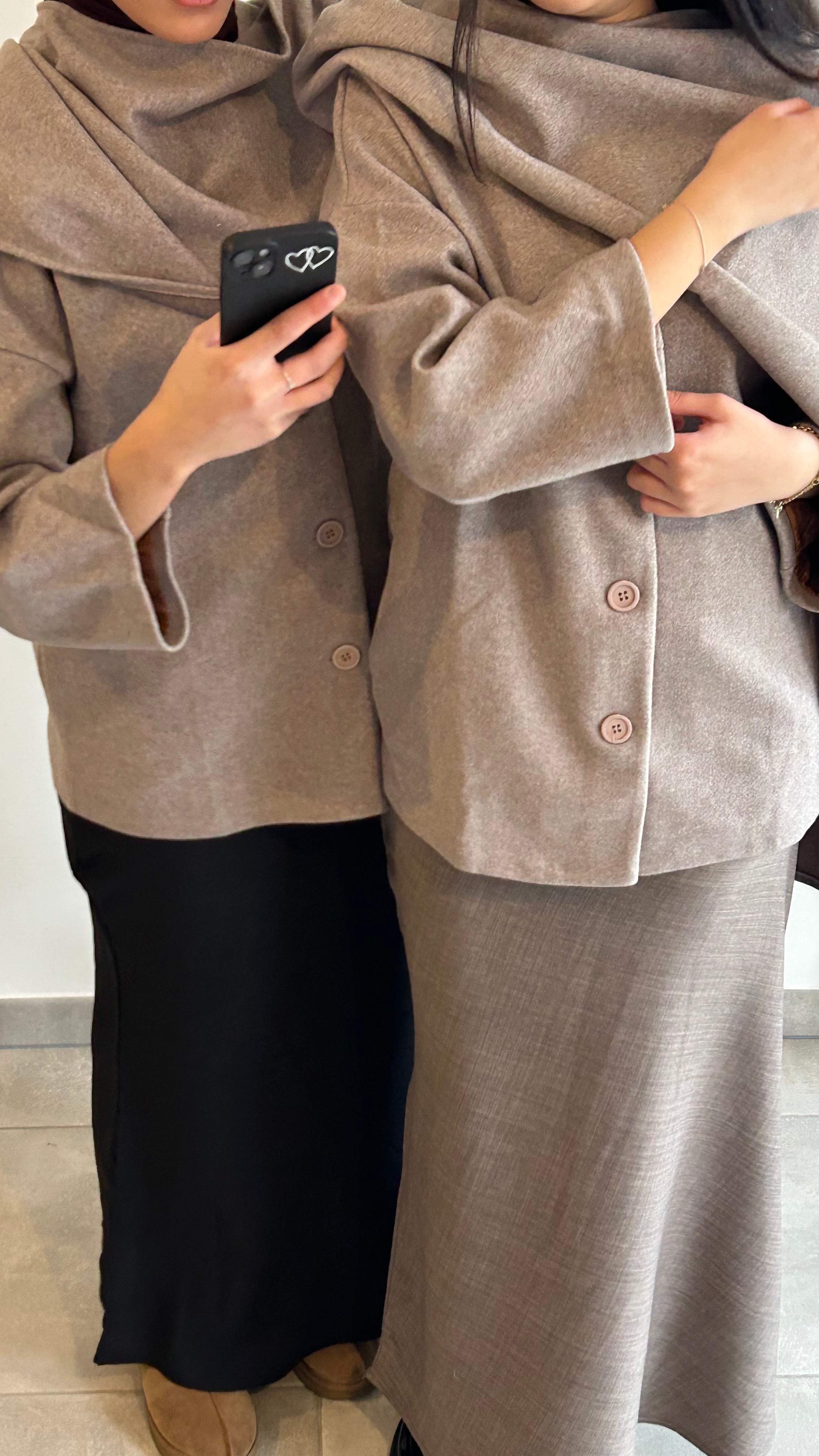 VESTE COURTE ECHARPE - TAUPE