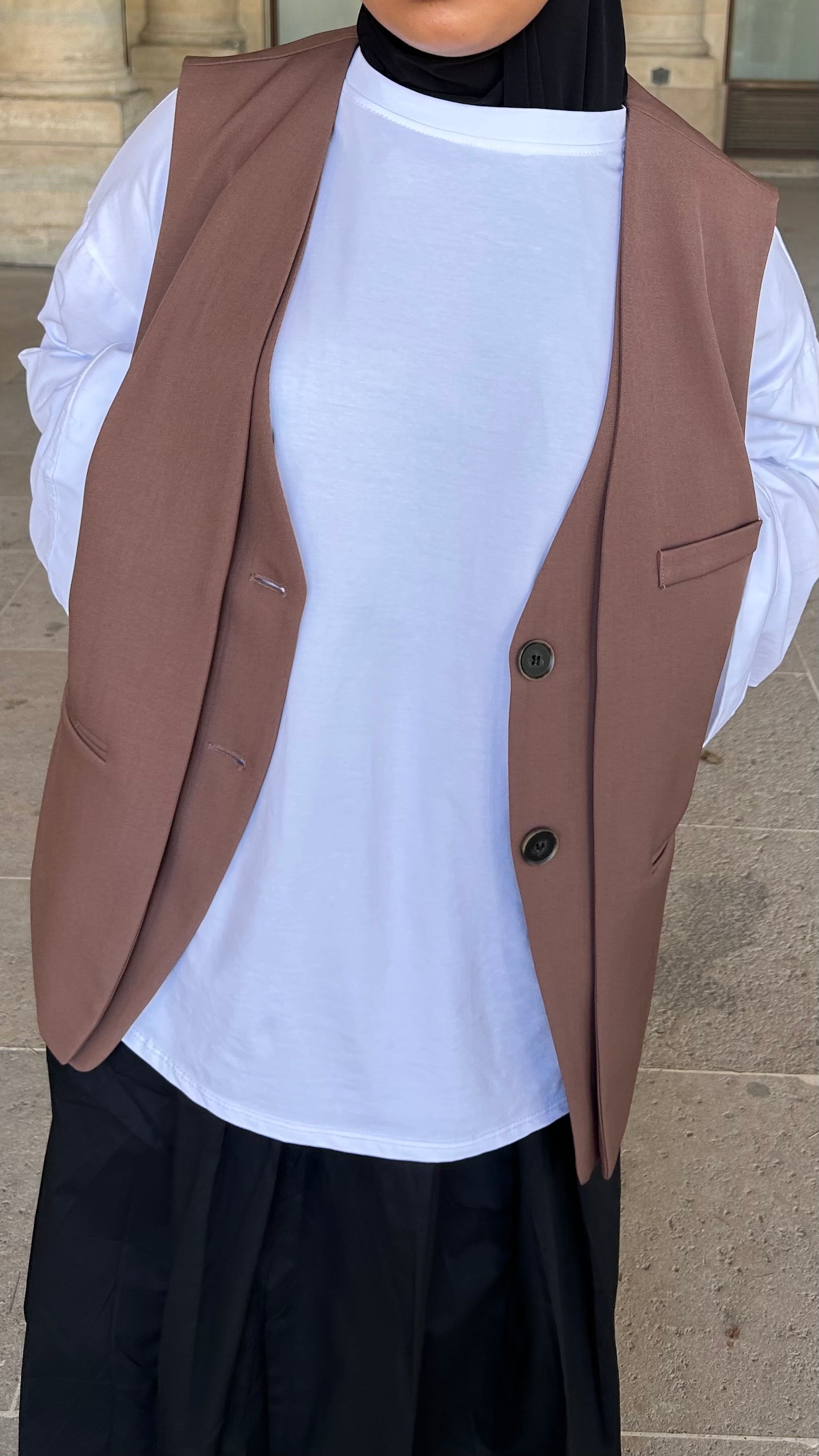 BLAZER SANS MANCHE TERRACOTTA